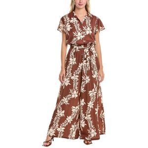 Tori Richard Womens It's A Wrap Shirley Jumpsuit, Brown